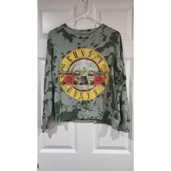 Guns N' Roses Sweatshirt Womens Medium Green Tie Dye Graphic Grunge Rock Music - Picture 1 of 4